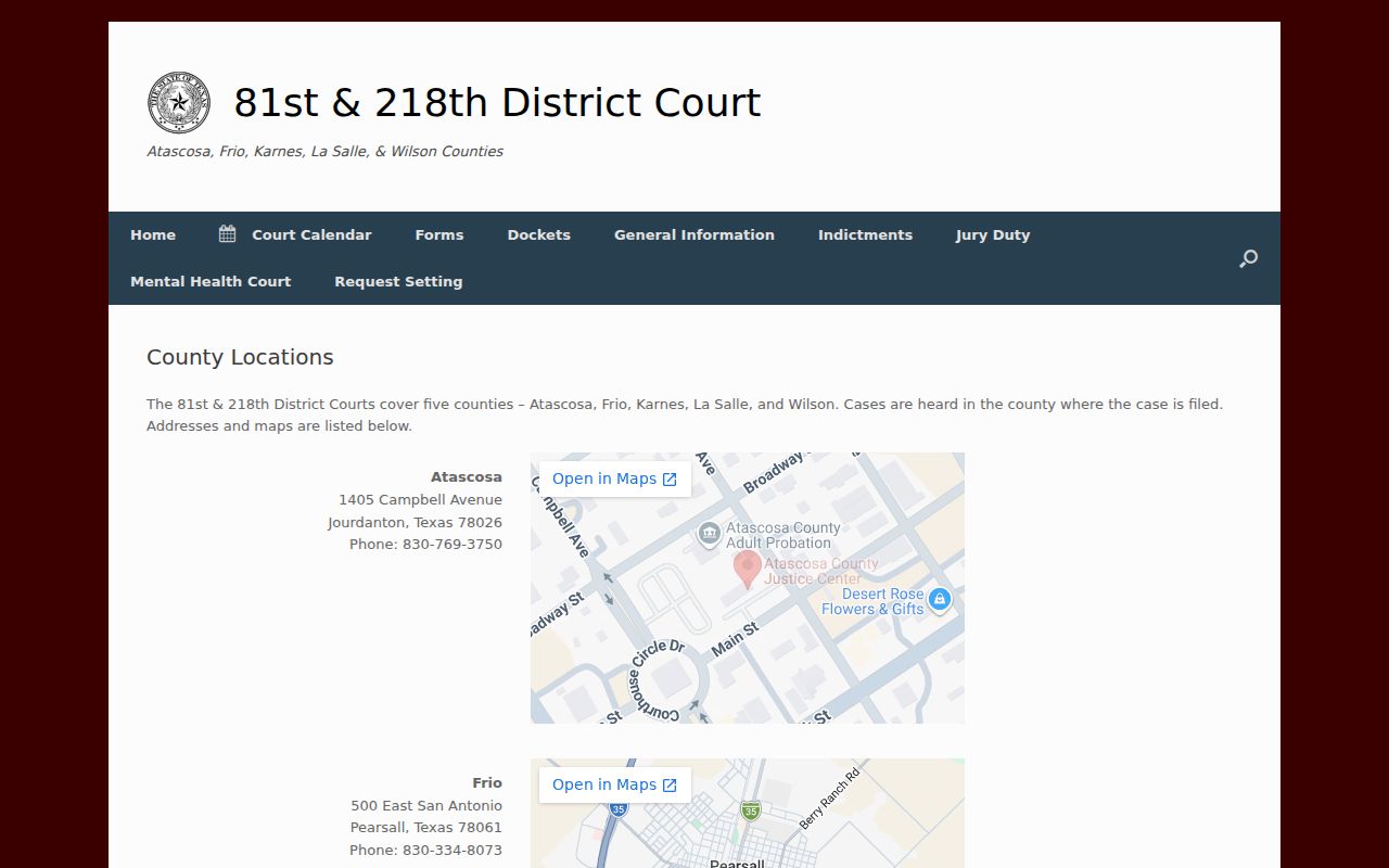 Wilson County criminal court location for district case files