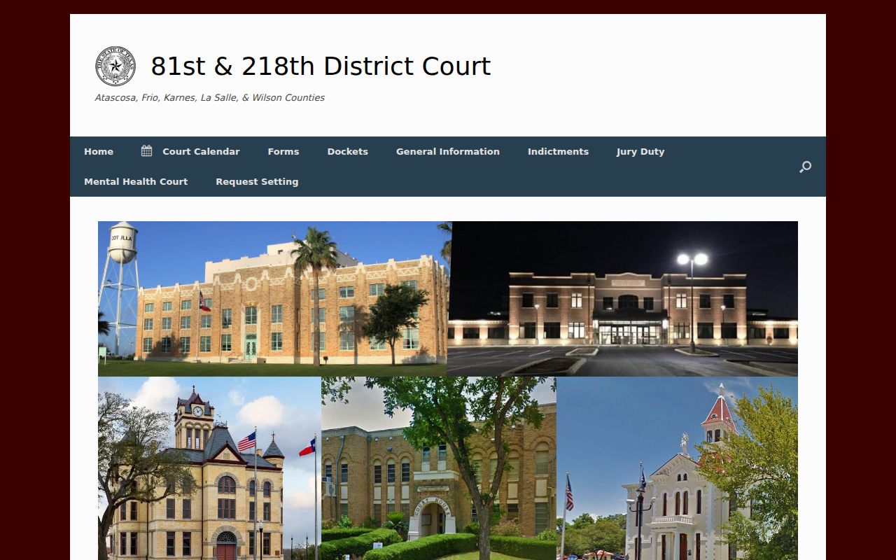 Wilson County criminal court cases on the 81st and 218th Judicial District website