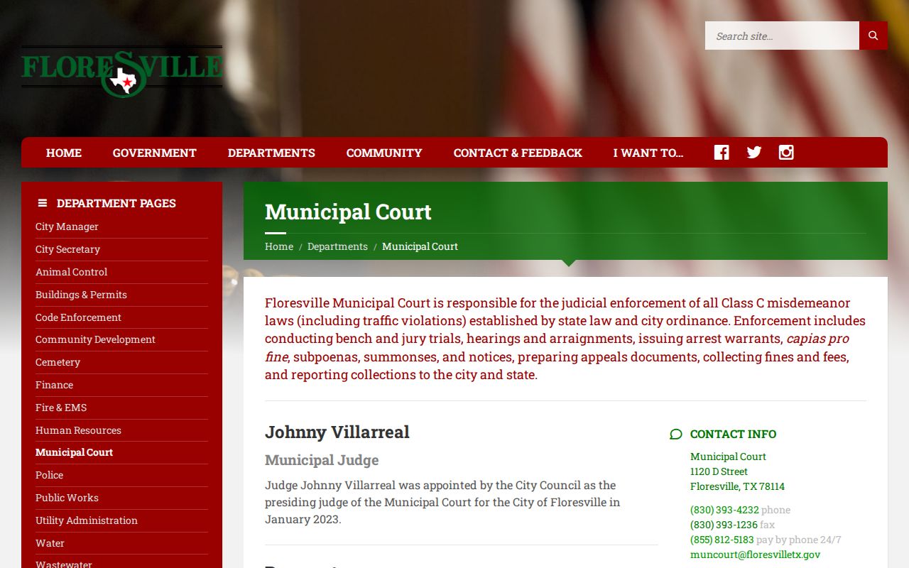 Floresville Municipal Court criminal case and citation source