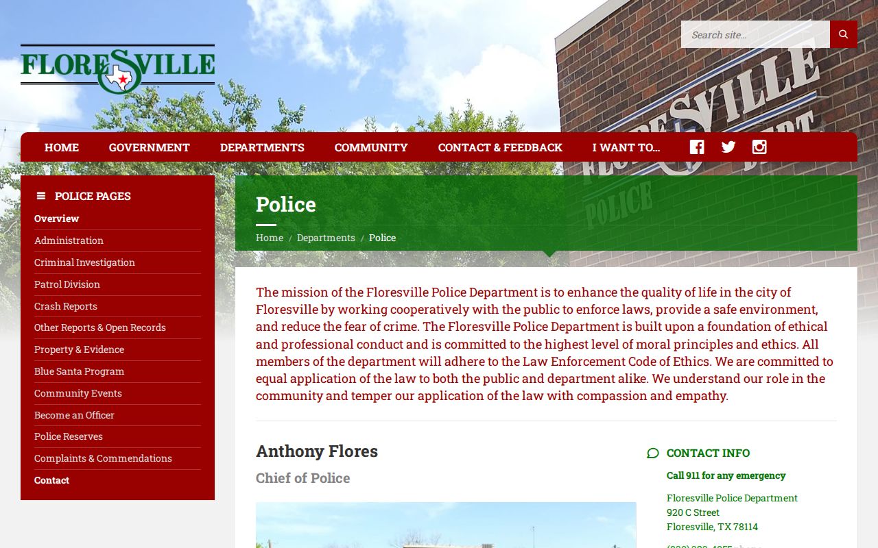 Floresville Police Department criminal record request source