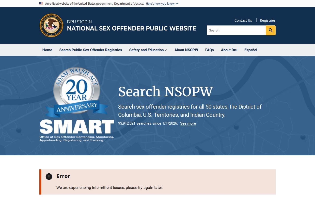 National search layer for a Wilson County sex offender check