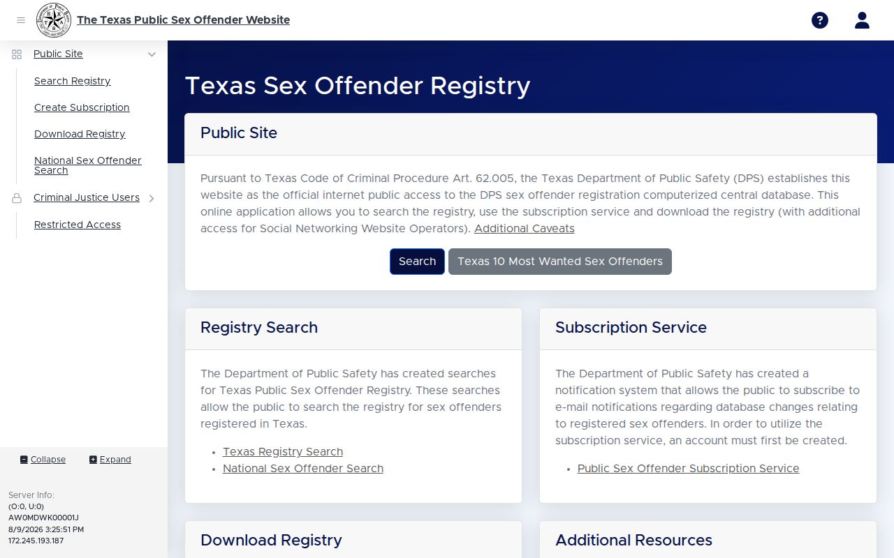 Wilson County sex offender registry interface and search choices